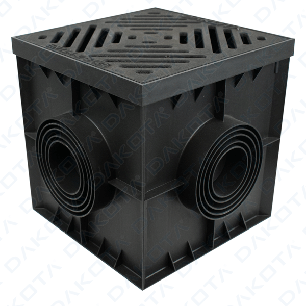 Plastic sump Plus Black 300 x 300 with cast iron grate B125?noresize