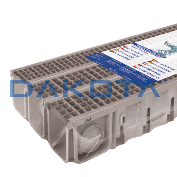 Set Abflussrinne Pegasus Plus 130 x 120 3 m in blister mit 3 Gittern mit Clip + 1 Verschlusskappen-Set