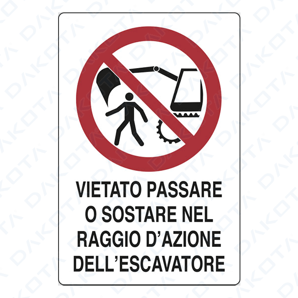 No pasar y aparcar el radio de la excavadora