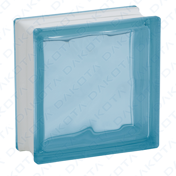 Blue undulating glass block