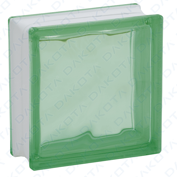 Green undulating glass block