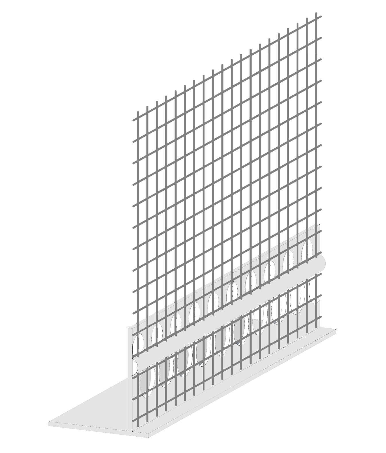 PVC end profile with mesh plus L